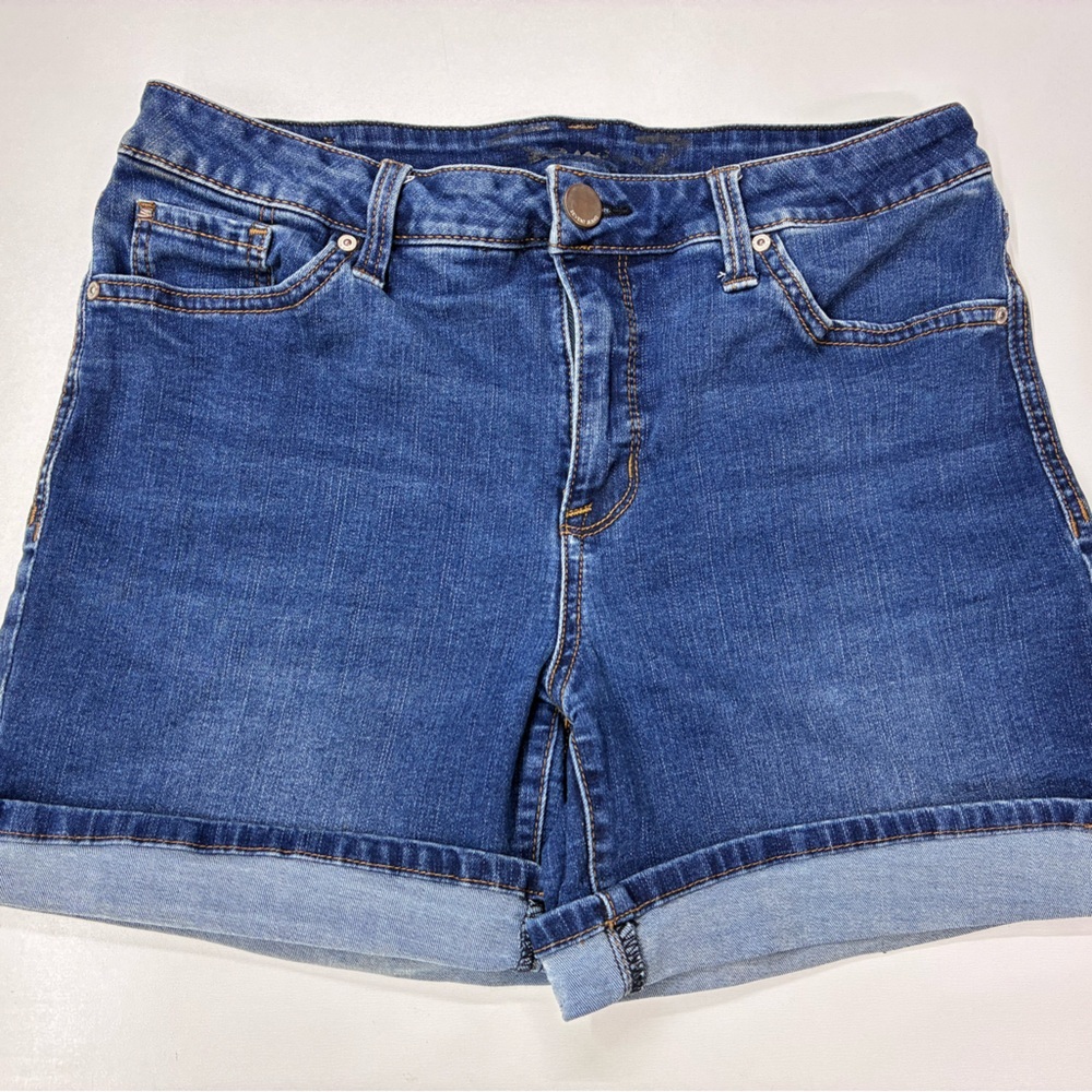 Seven7 Medium Blue Denim Roll-Cuff Shorts